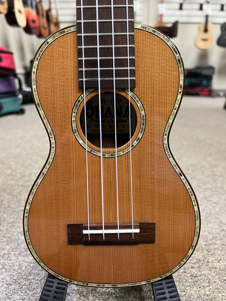 OHANA SK-250M Solid Cedar/Acacia Soprano Long Neck Ukulele