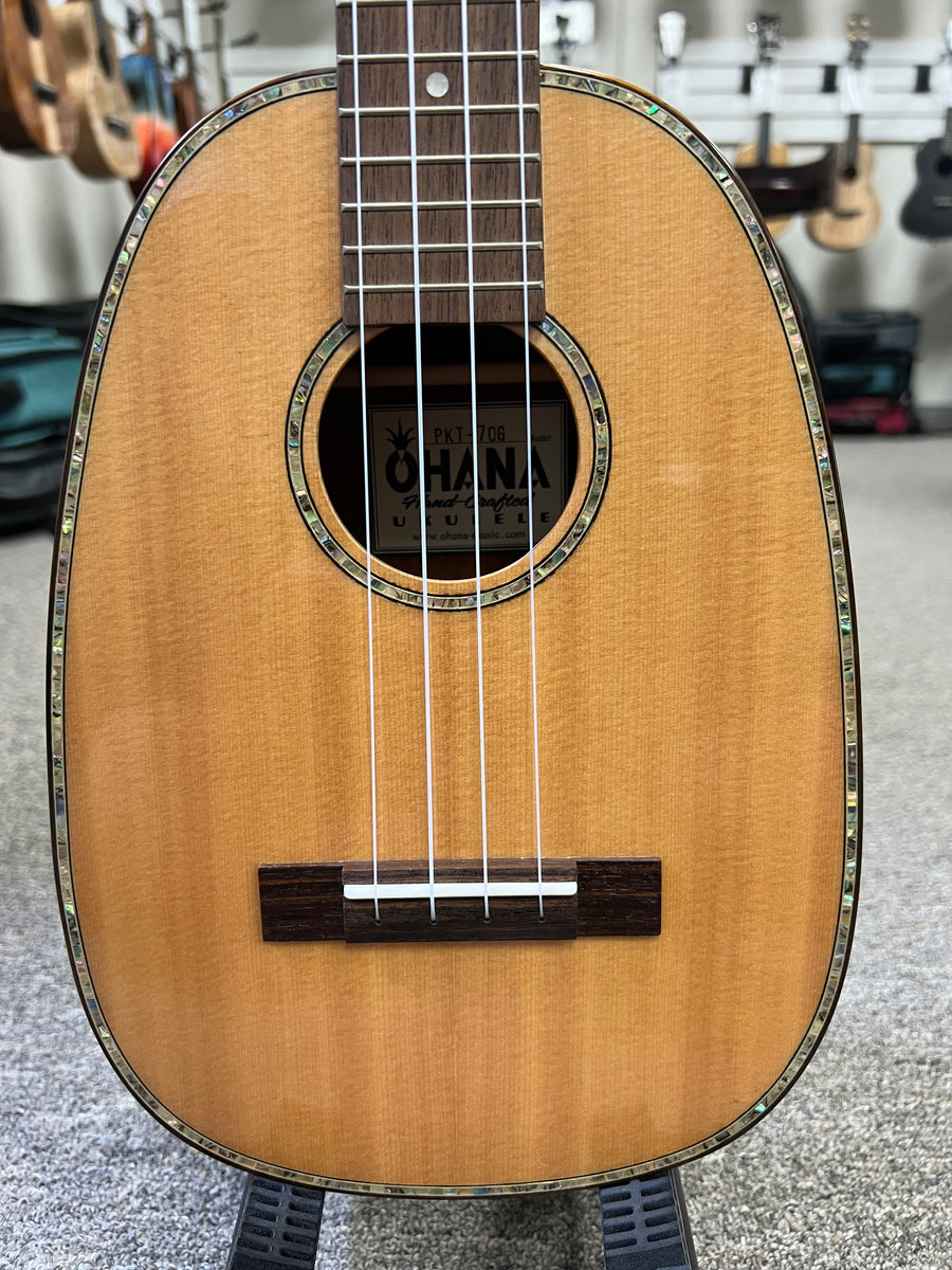 OHANA PKT 70G Pineapple Tenor Ukulele Solid Spruce Solid Mahogany