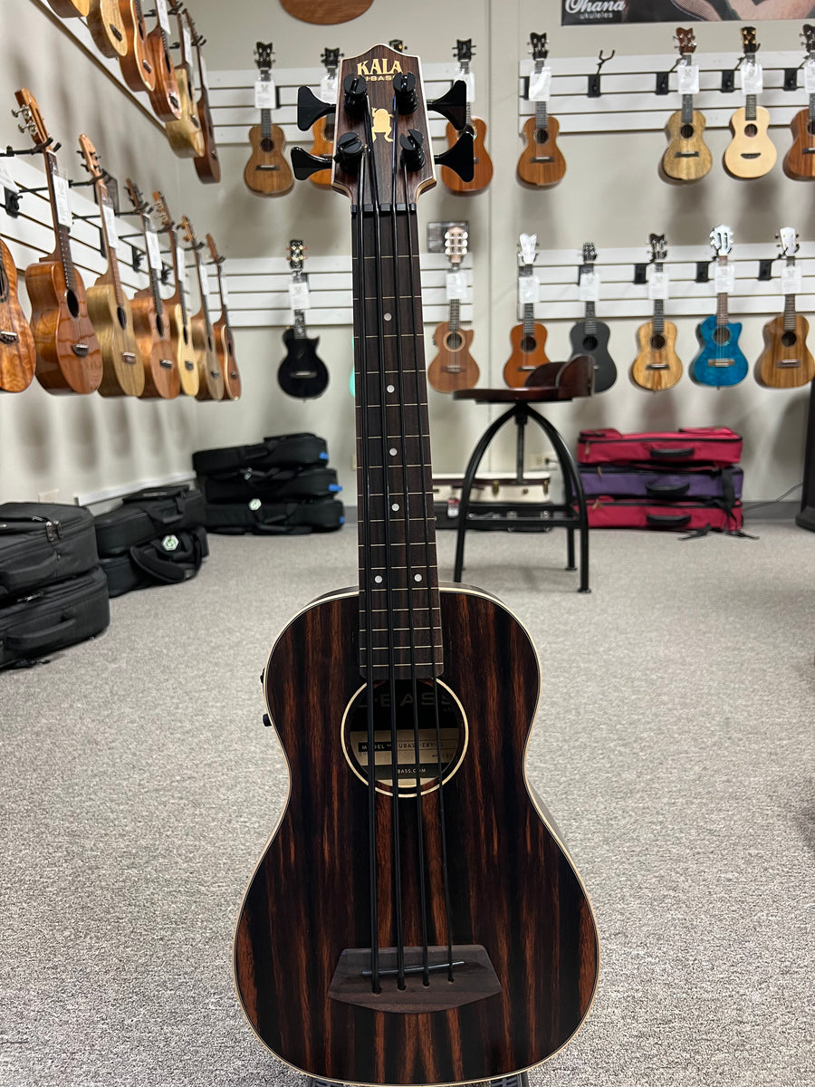 KALA EBY-FL Striped Ebony Fretless Acoustic-Electric U-Bass w/Case