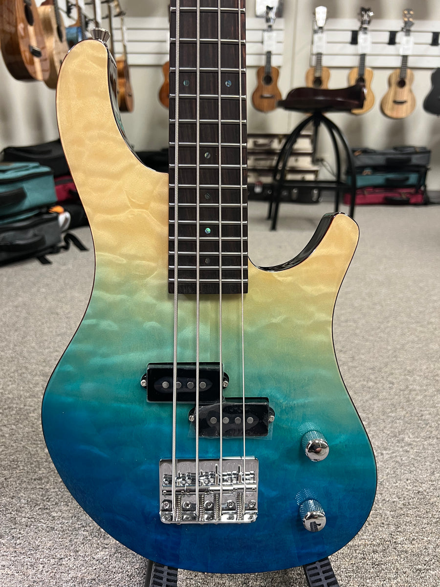 Flight Electric Mini Bass Ukulele w/Case - Transparent Blue TBL