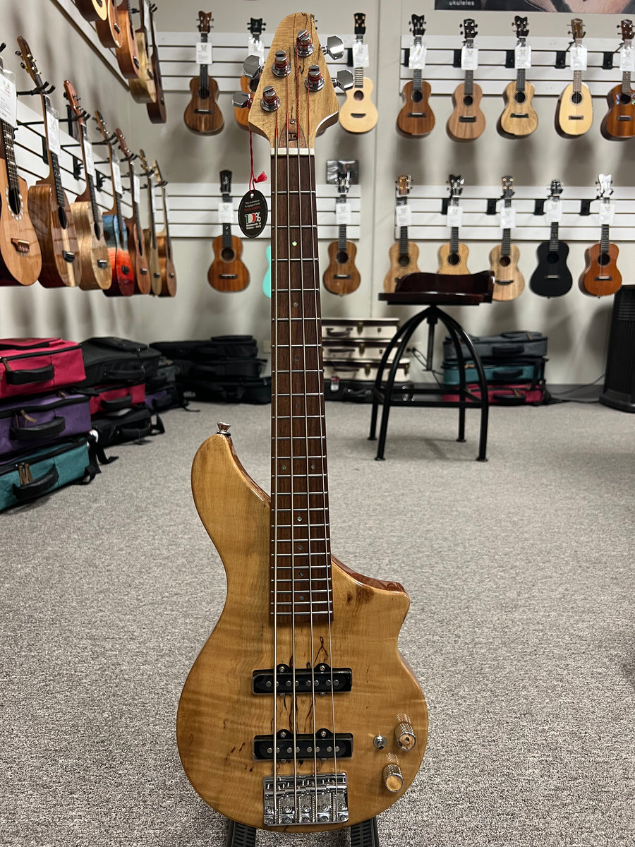 Tiny Boy Bass Spalted Maple 4 String Solid Body Bass w/Case - TBJ-3400-NSM