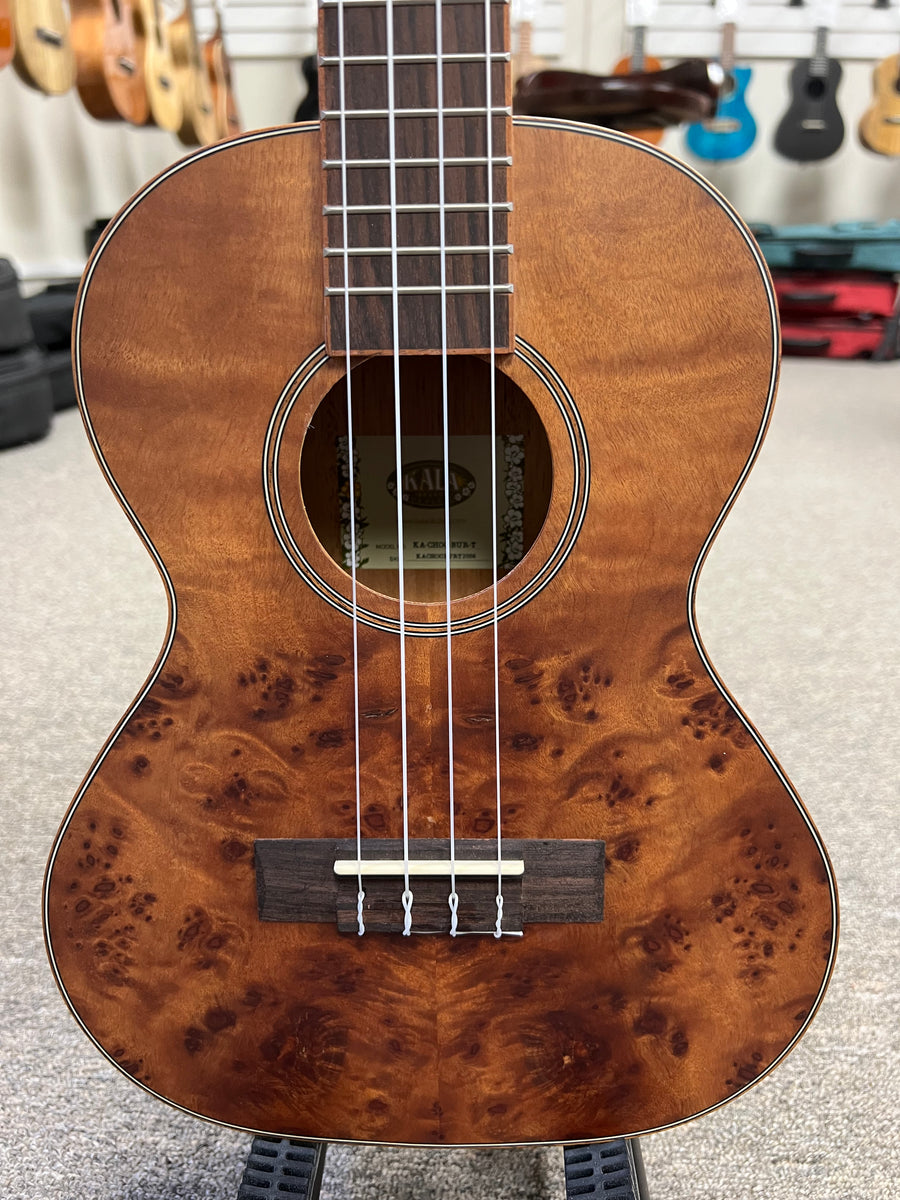 KALA KA-CHOC-BUR-T Chocolate Exotic Burl Tenor Ukulele - Burled Camphor