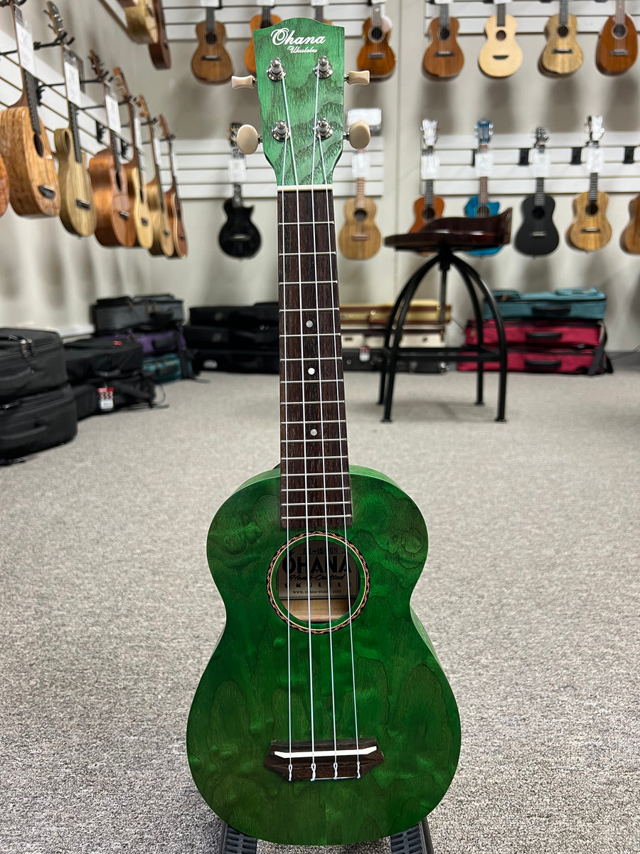 Ohana SK-15W-GN Willow Wood Soprano Ukulele - Green