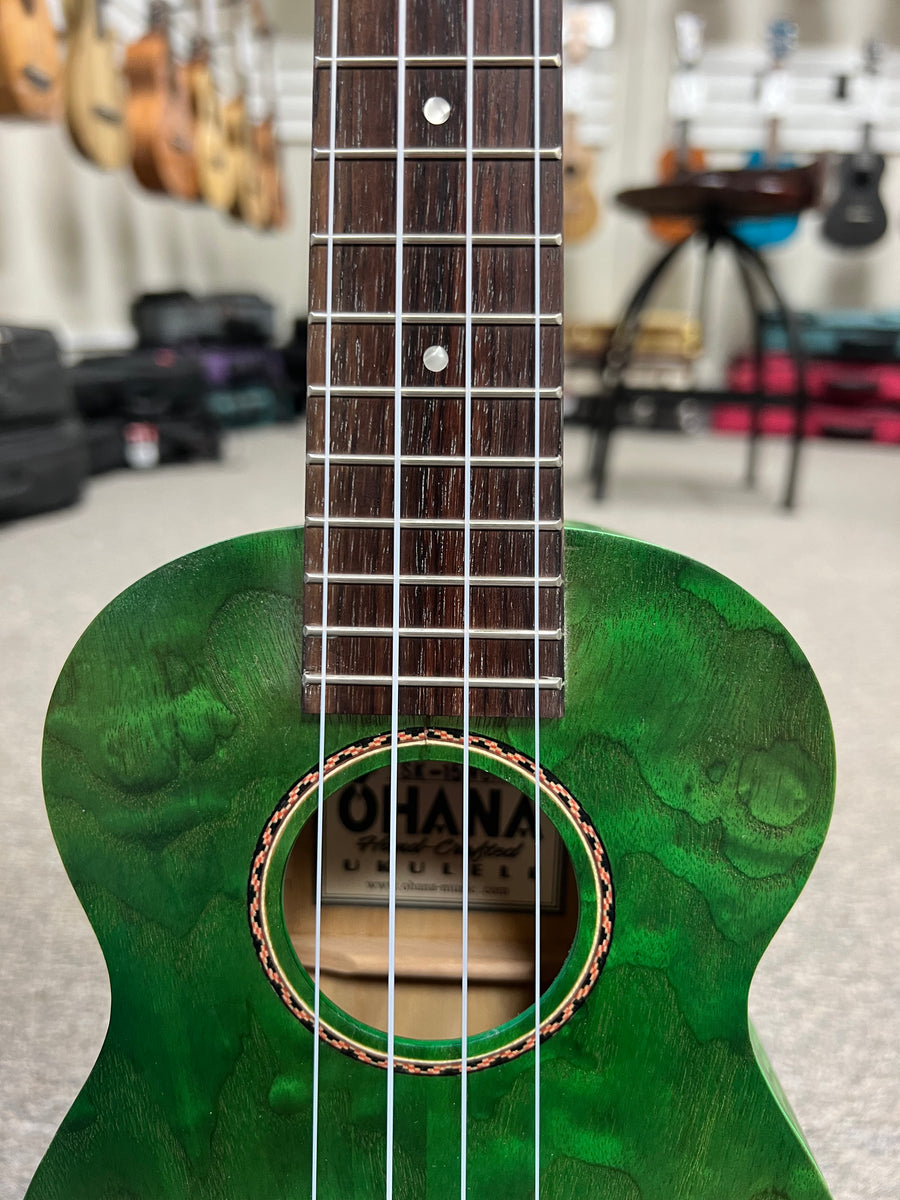 Ohana SK-15W-GN Willow Wood Soprano Ukulele - Green