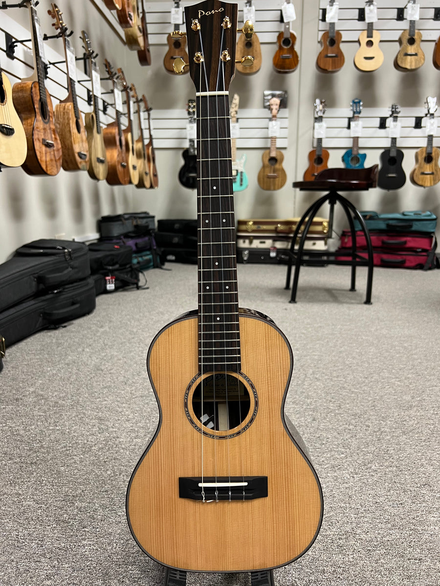 PONO RT-C-PC Pro Classic Solid Cedar/Solid Rosewood Electric Tenor Ukulele  w/Case - MiSi Rechargeable Pickup