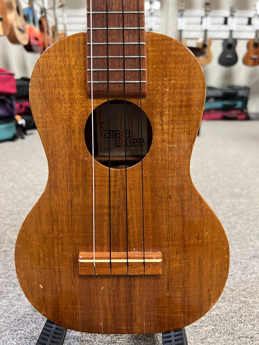 Kamaka Vintage Tiki Solid Koa Concert Ukulele w/Case - Made in Hawaii -  Pre-Loved