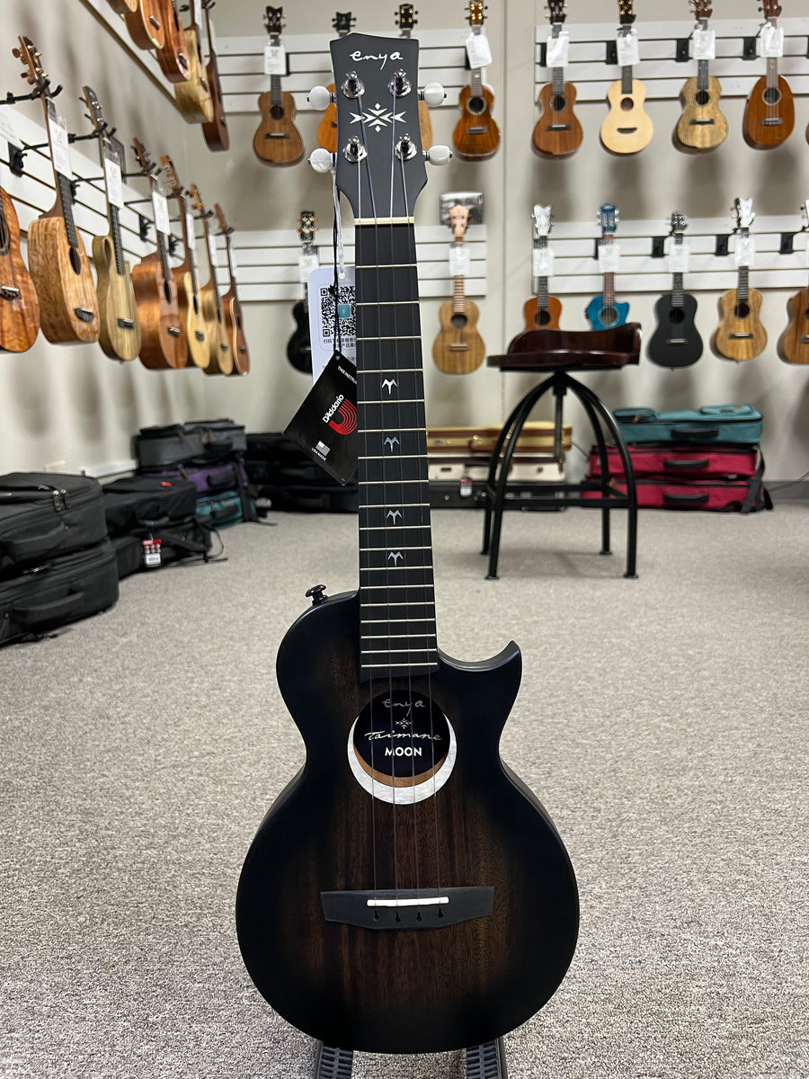 Enya Taimane Signature Moon Tenor Ukulele w Case Black EUT