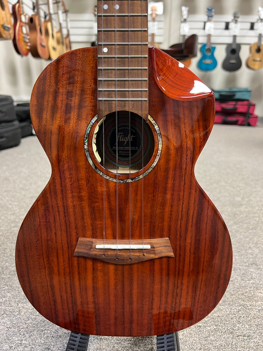 Flight Mustang Solid Acacia Tenor Electric Ukulele w Case Royal