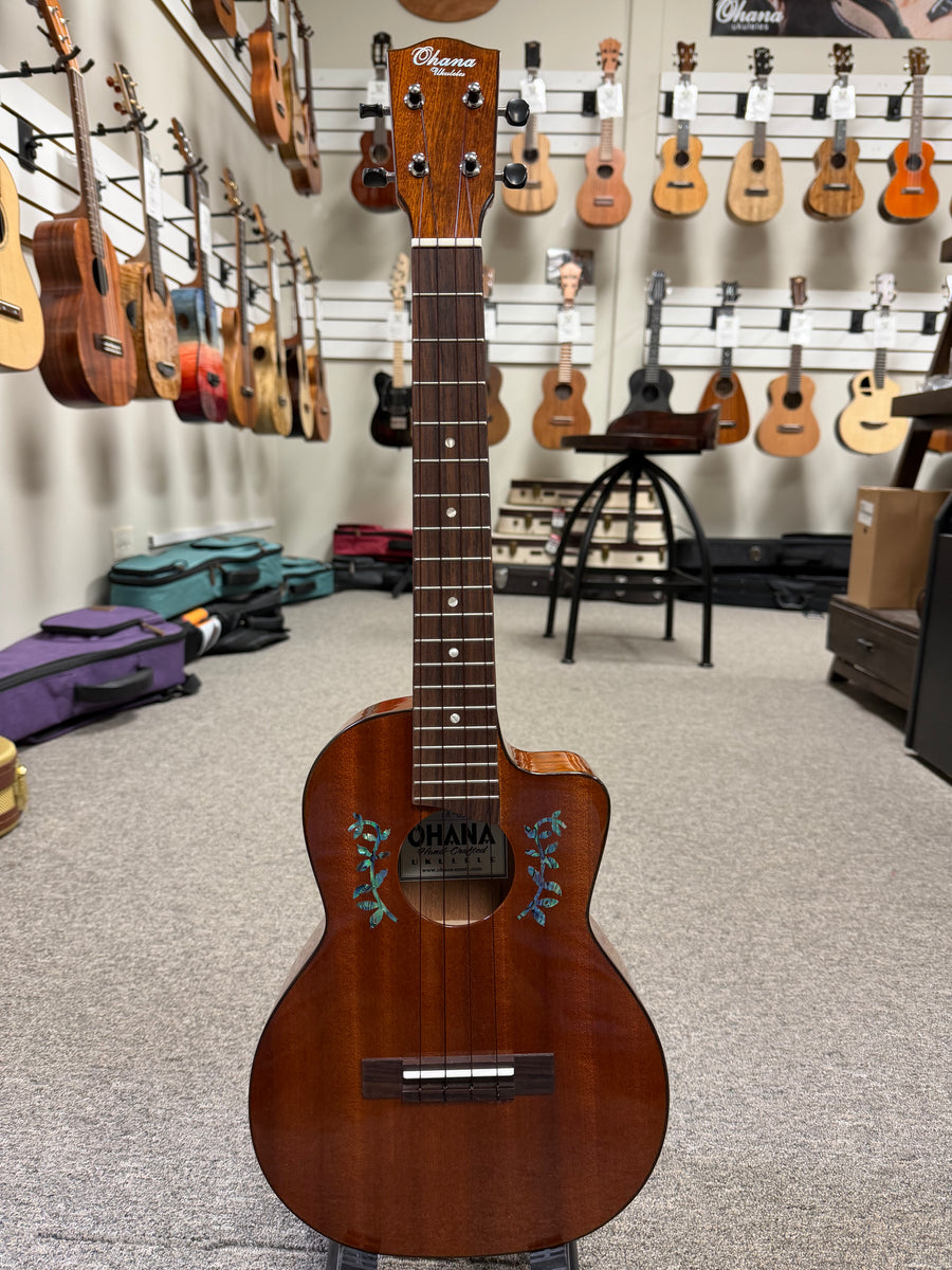 OHANA TK-60CG Solid Mahogany Tenor Ukulele w/Cutaway