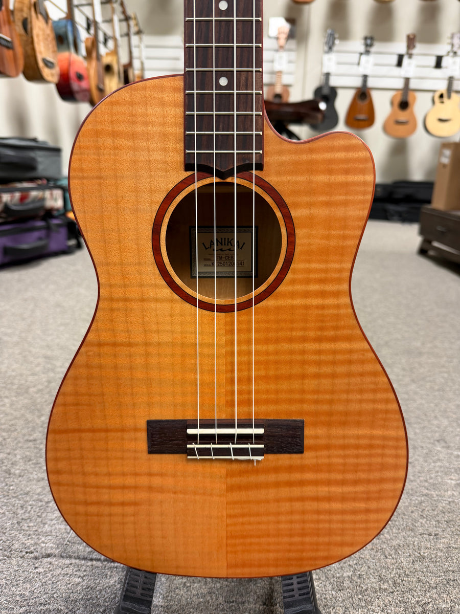 dare you to break my heart reel big fish ukulele LANIKAI FM-CEB Flamed Maple Baritone Electric Ukulele w/Case