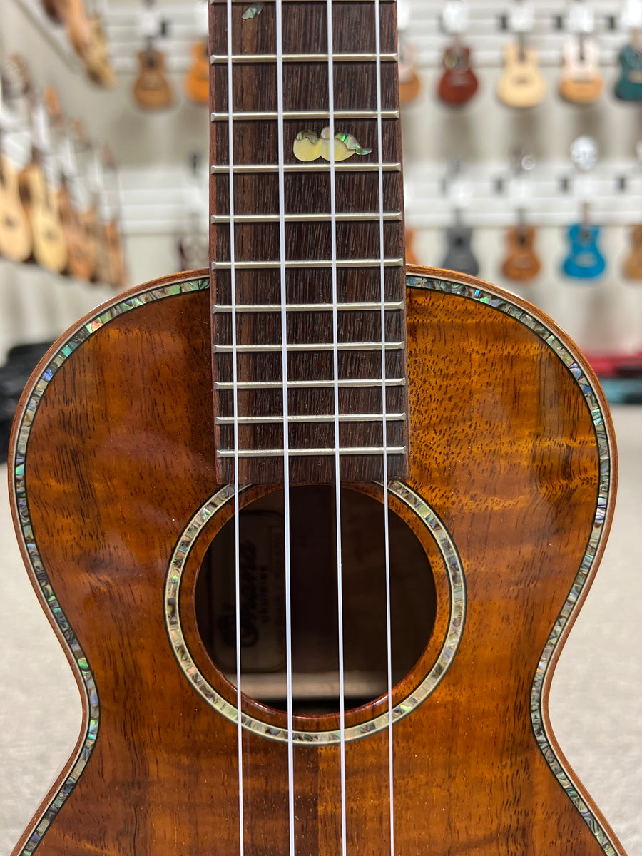 OHANA CK570G Solid Koa Concert Ukulele w/Case Abalone Bird Inlays
