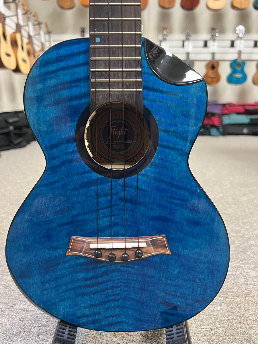 Flight Comet Blue Tenor Electric Ukulele w/Case Solid Flamed Maple