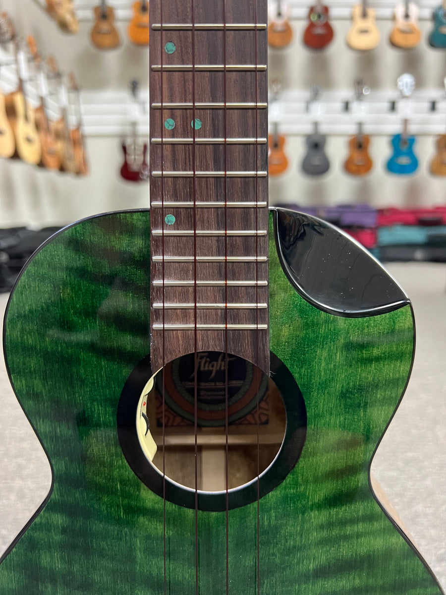 Flight Comet Green Tenor Electric Ukulele w/Case Solid Flamed Maple