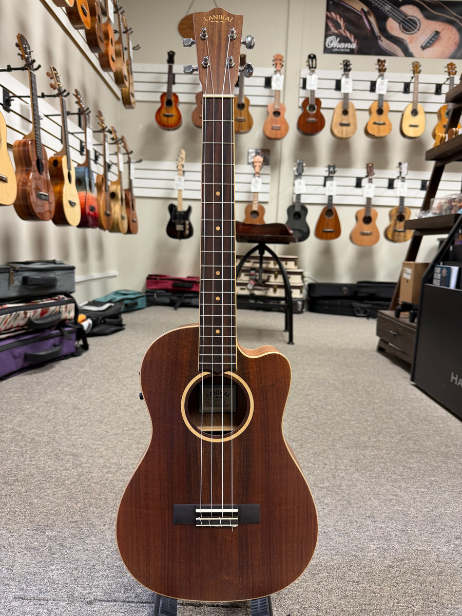 d*t様 ALBIT Acoustic Ukulele 2ch Pre-Amp Lanikai ACST-CEB Acacia Electric Baritone Ukulele w/Case - Solid