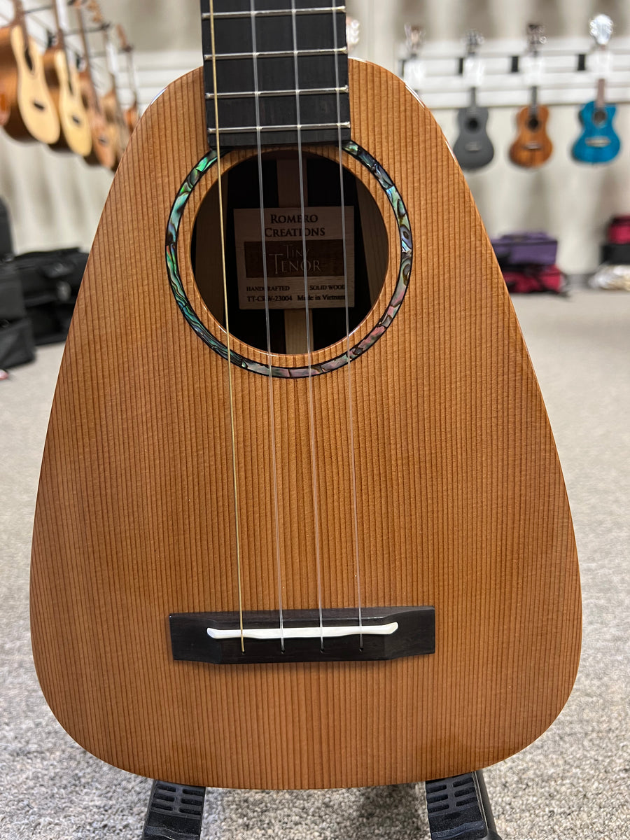 Romero Creations Tiny Tenor Ukulele w Case Solid Cedar Solid
