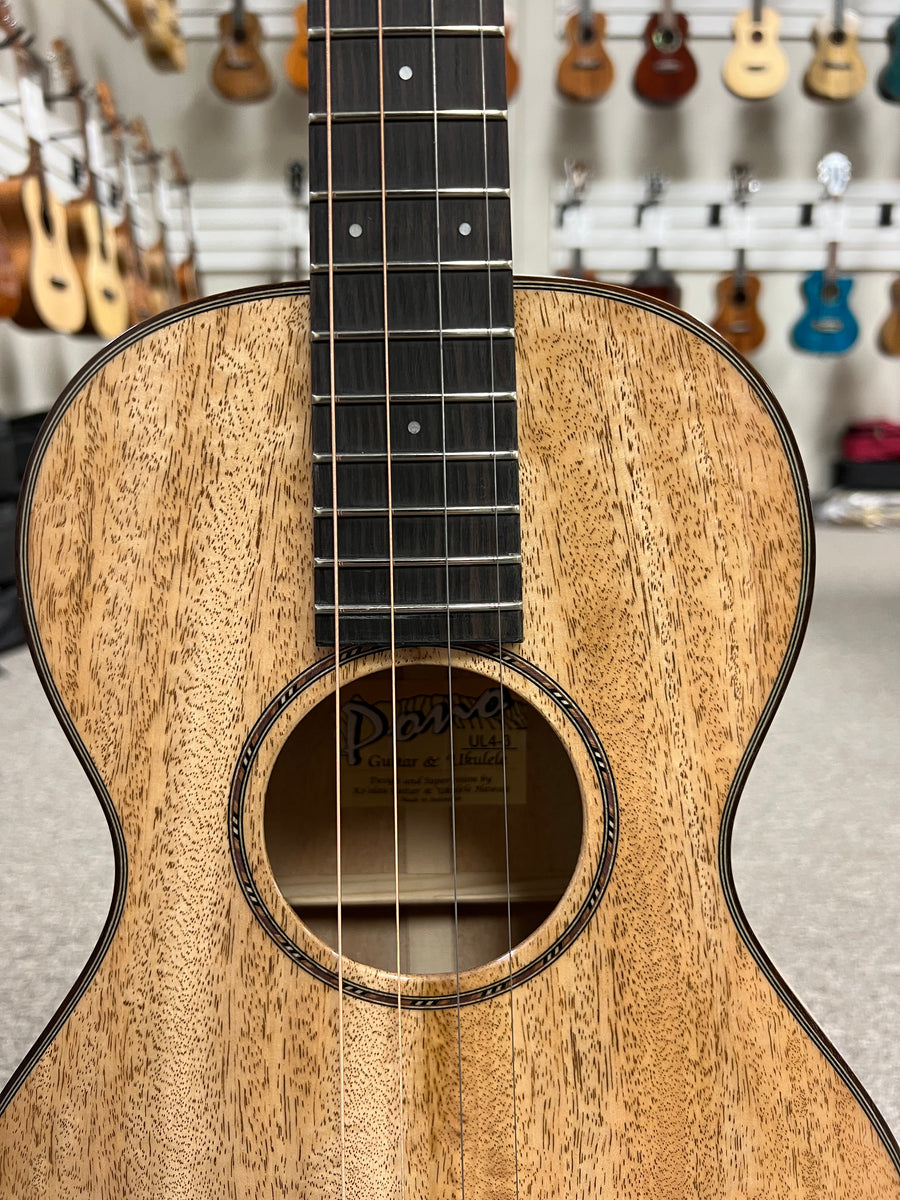 PONO UL43 Solid Mango Large Body Steel String Baritone Ukulele w/Case