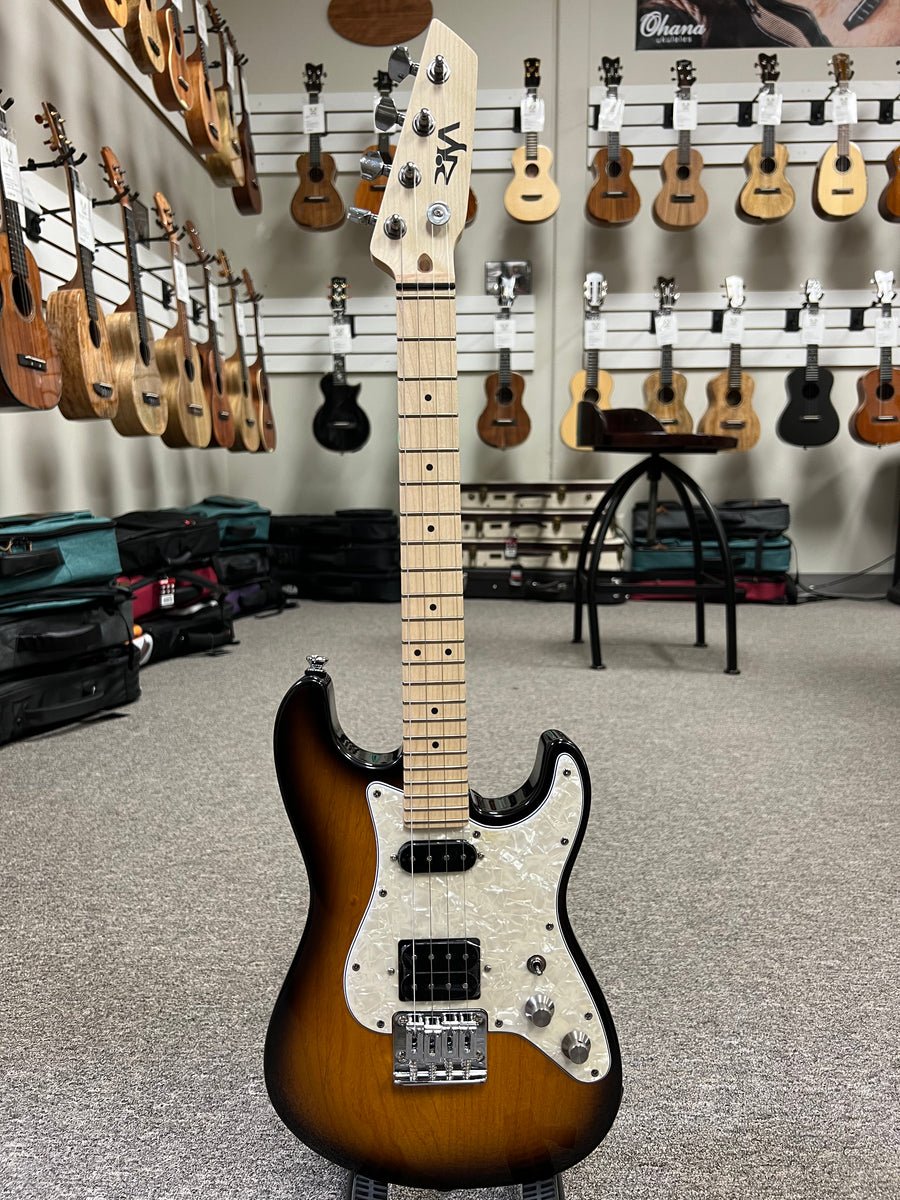 Risa Tenor ST Strat Style Sunburst Steel String Electric Ukulele w