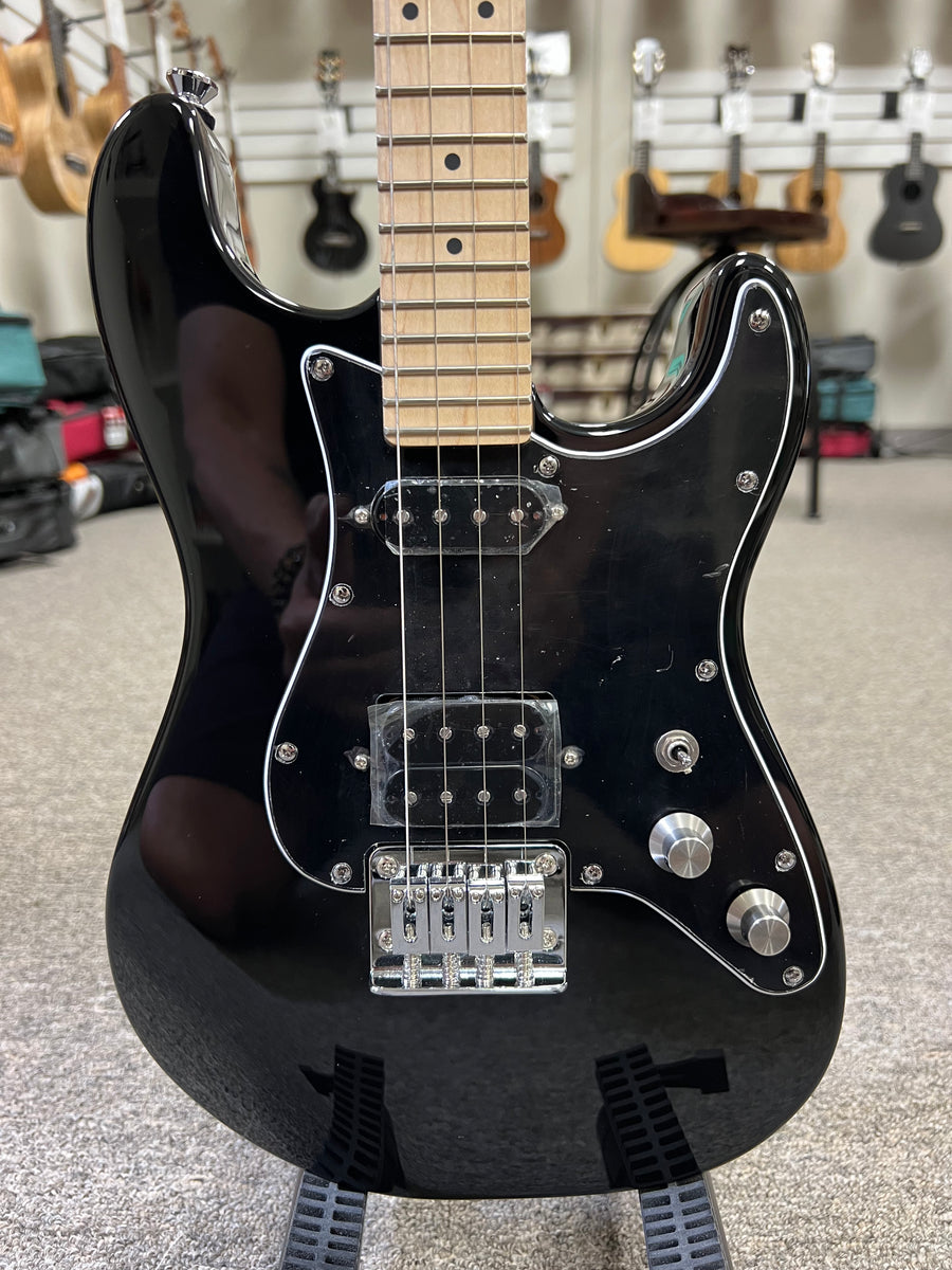 Risa Tenor ST Strat Style Black Steel String Electric Ukulele w