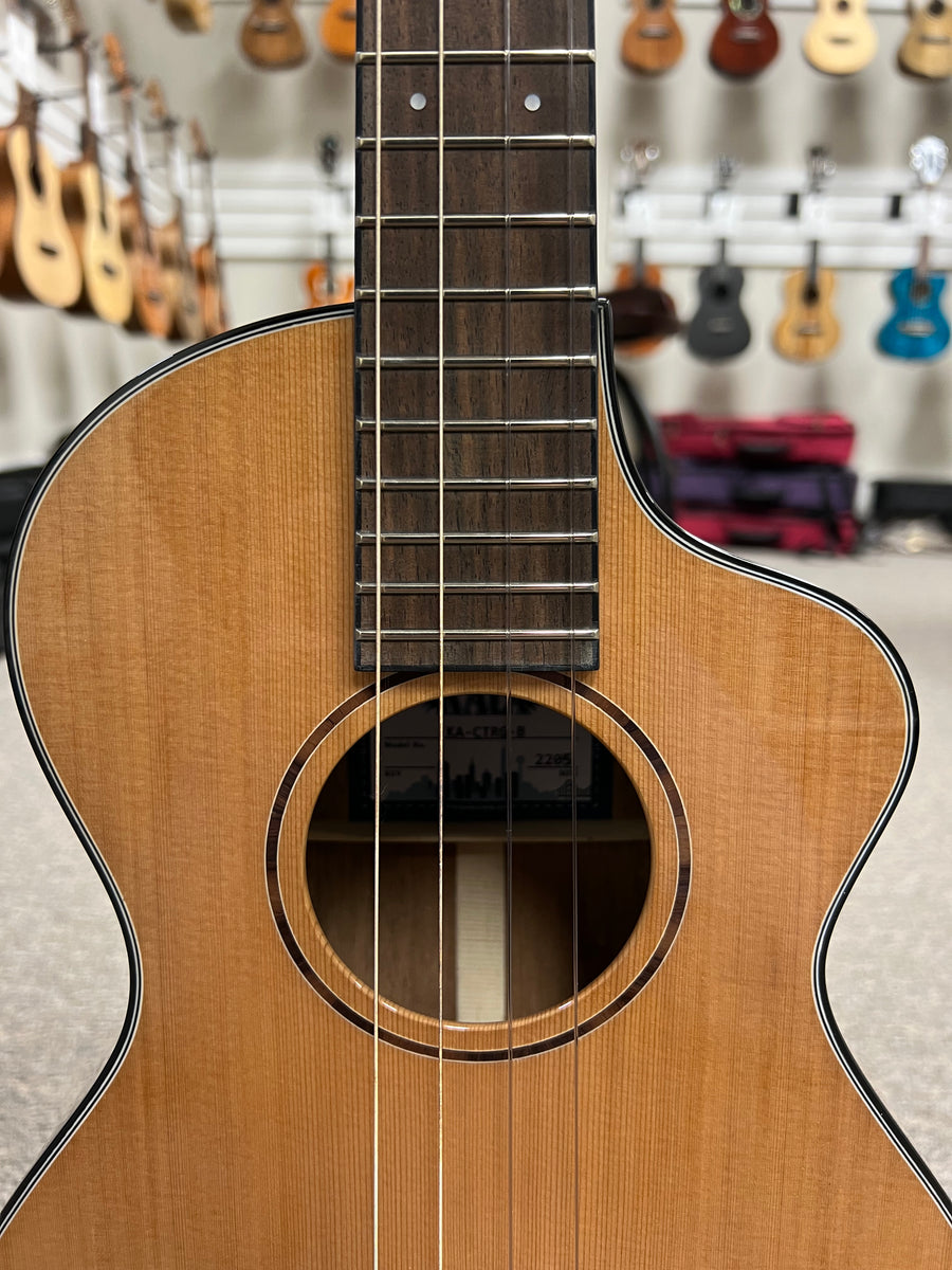 KALA KA-CTRG-B Solid Cedar/Solid Trembasi Baritone Cutaway Ukulele W ...