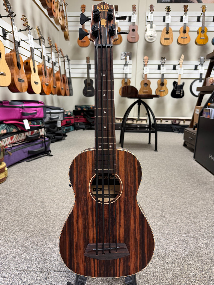KALA EBY-FL Striped Ebony Fretless Acoustic-Electric U-Bass w/Case