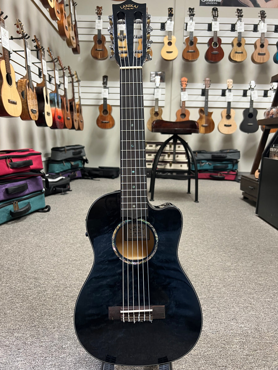 LANIKAI QM-BKCEG Quilted Maple Electric Guitalele w/Case