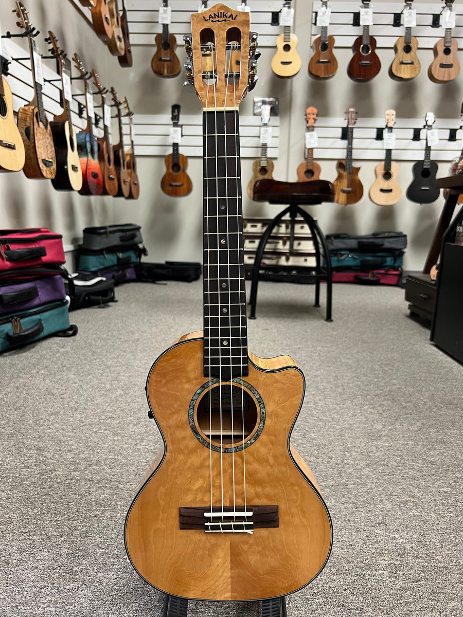LANIKAI QM-NACET Quilted Maple Electric Tenor Ukulele w/Case - Natural