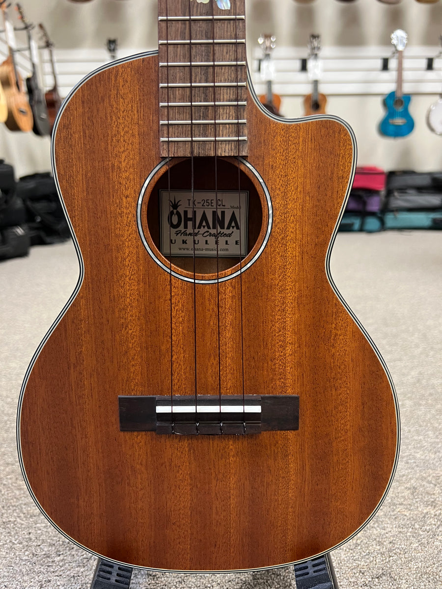 Ohana TK-25CE-CL Cynthia Lin Mahogany Electric Tenor Ukulele w/Case - Solid  Top/Cutaway