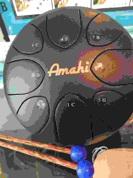 Amahi 8" Black Steel Tongue Drum w/Bag and Mallots - Aloha City Ukes