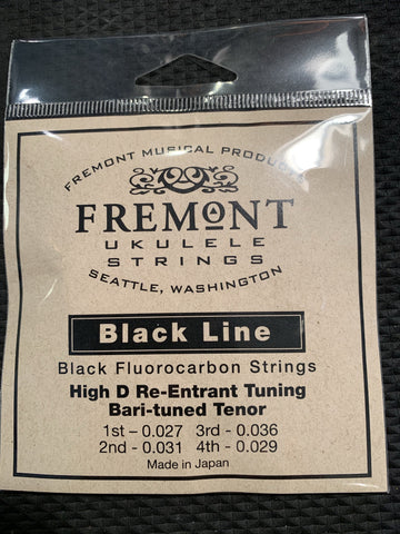 Fremont Baritone Black Line Flurocarbon Ukulele Strings - High D Set - Black - Aloha City Ukes