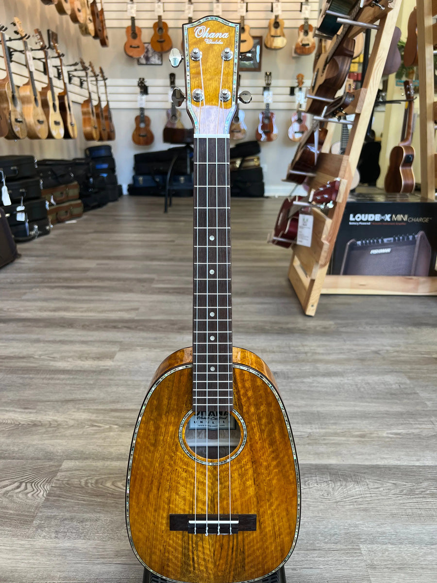 OHANA PKT-25G Solid Mahogany Pineapple Tenor Ukulele - Aloha City Ukes