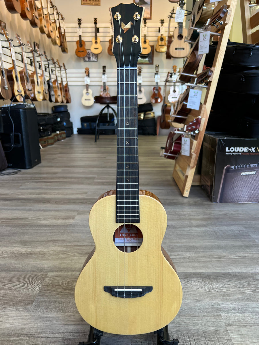 Rebel Double Cheese Tenor Ukulele w/Case Solid Spruce/Solid Mahogany