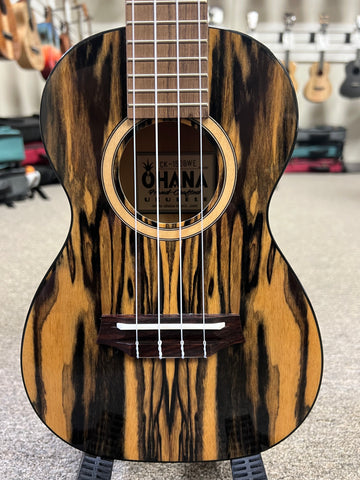 OHANA CK-150BWE Black/White Ebony Concert Ukulele