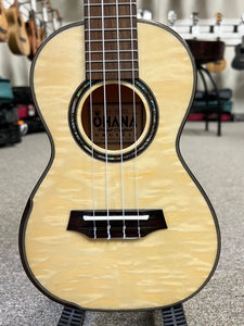 OHANA CK-150QEL Quilted Eucalyptus Concert Ukulele -Bevel Armrest - Aloha City Ukes