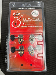 Grover 9NB Sta-Tite Ukulele Tuners Chrome w/Black Buttons - Ukulele Machine Heads