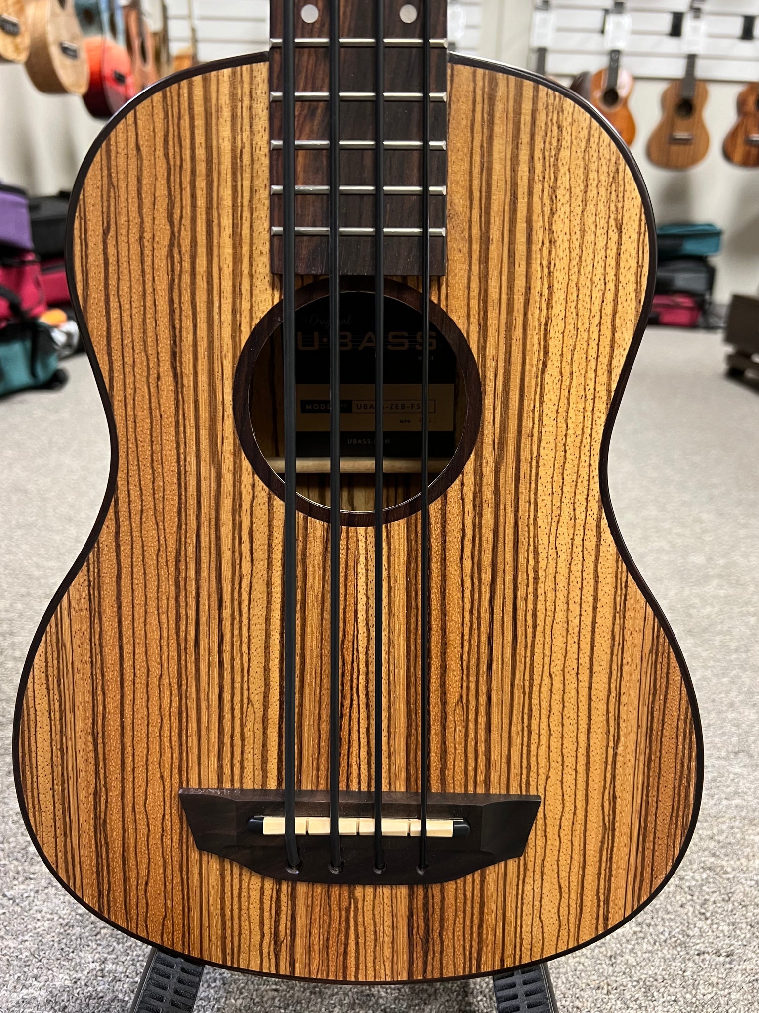 KALA Zebrawood U-Bass -  Kala Ubass Zebrawood Acoustic/Electric w/Case