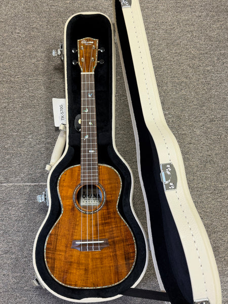 OHANA TK-570G Solid Koa Tenor Ukulele w/Case - Abalone Bird Inlays