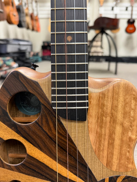 Ray Vincent Solid Cyprus/Ziricote/Bocote Custom Electric Tenor Ukulele w/Case