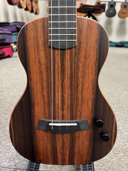 KALA KA-SB-EBY-T Solid Body Striped Ebony Tenor Ukulele w/Case