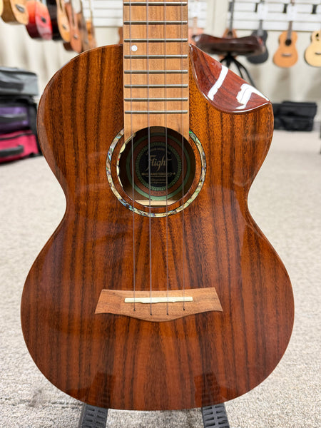 Flight Mustang Solid Acacia Tenor Electric Ukulele w/Case - Royal Series