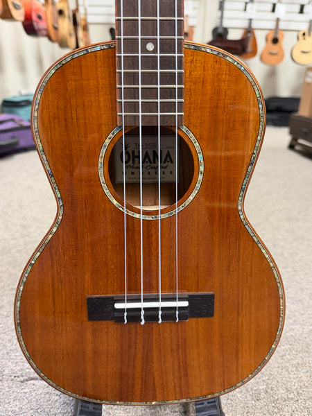 OHANA TK-350G Solid Koa Tenor Ukulele w/Hard Shell Case