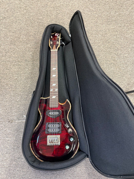 OHANA Custom Solid Body Steel String Electric Tenor Ukulele w/Case - Wine Red