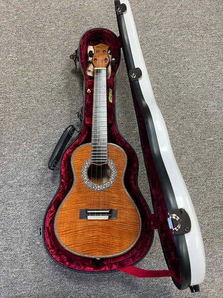 Petros Custom Tenor Ukulele w/Case - Pre Loved - Fiddleback Mahogany #96