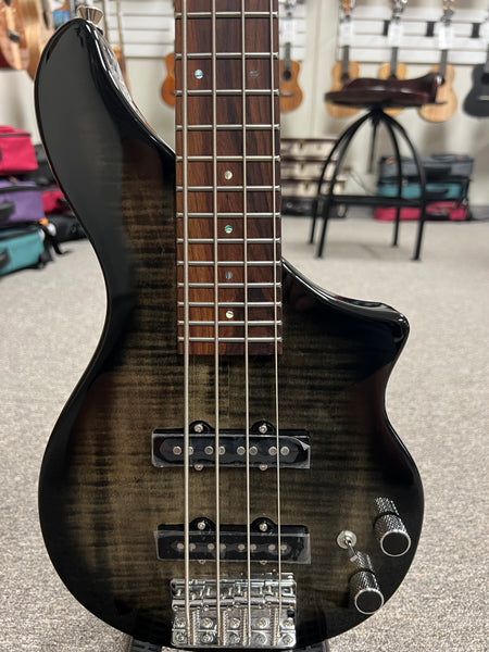 Tiny Boy Bass Black Flamed Maple 4 String Solid Body Bass w/Case - TBJ-3400-BFM