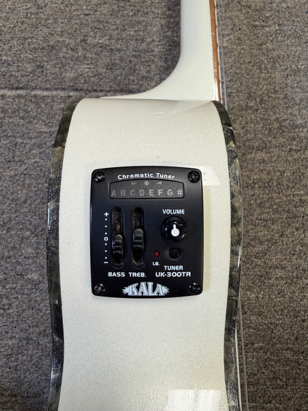 KALA KA-JTE-MTW Metallic White Archtop Electric Tenor Ukulele - Pre Loved