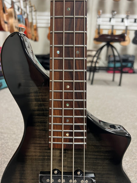 Tiny Boy Bass Black Flamed Maple 4 String Solid Body Bass w/Case - TBJ-3400-BFM