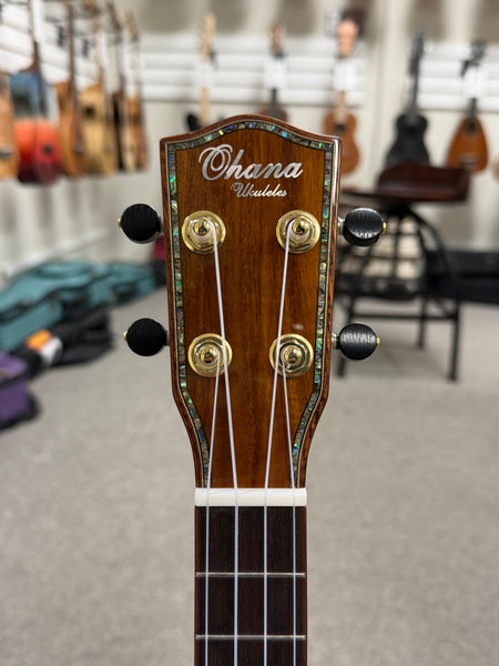 OHANA TK-350G Solid Koa Tenor Ukulele w/Hard Shell Case