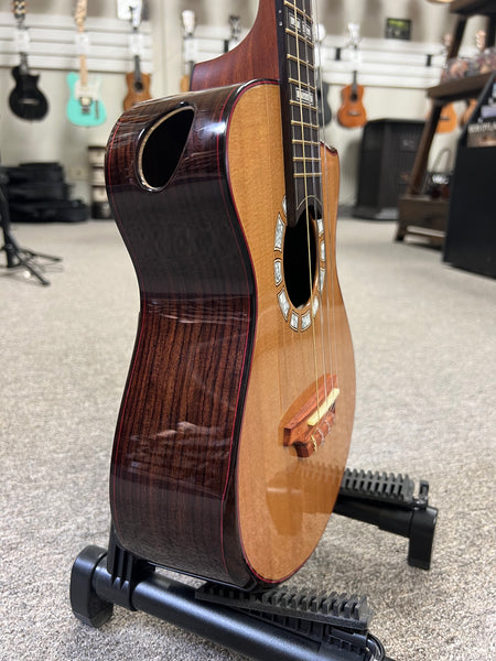 Hozen Green Label Custom Tenor Ukulele w/Case #2 - Solid Red Cedar/Indian Rosewood