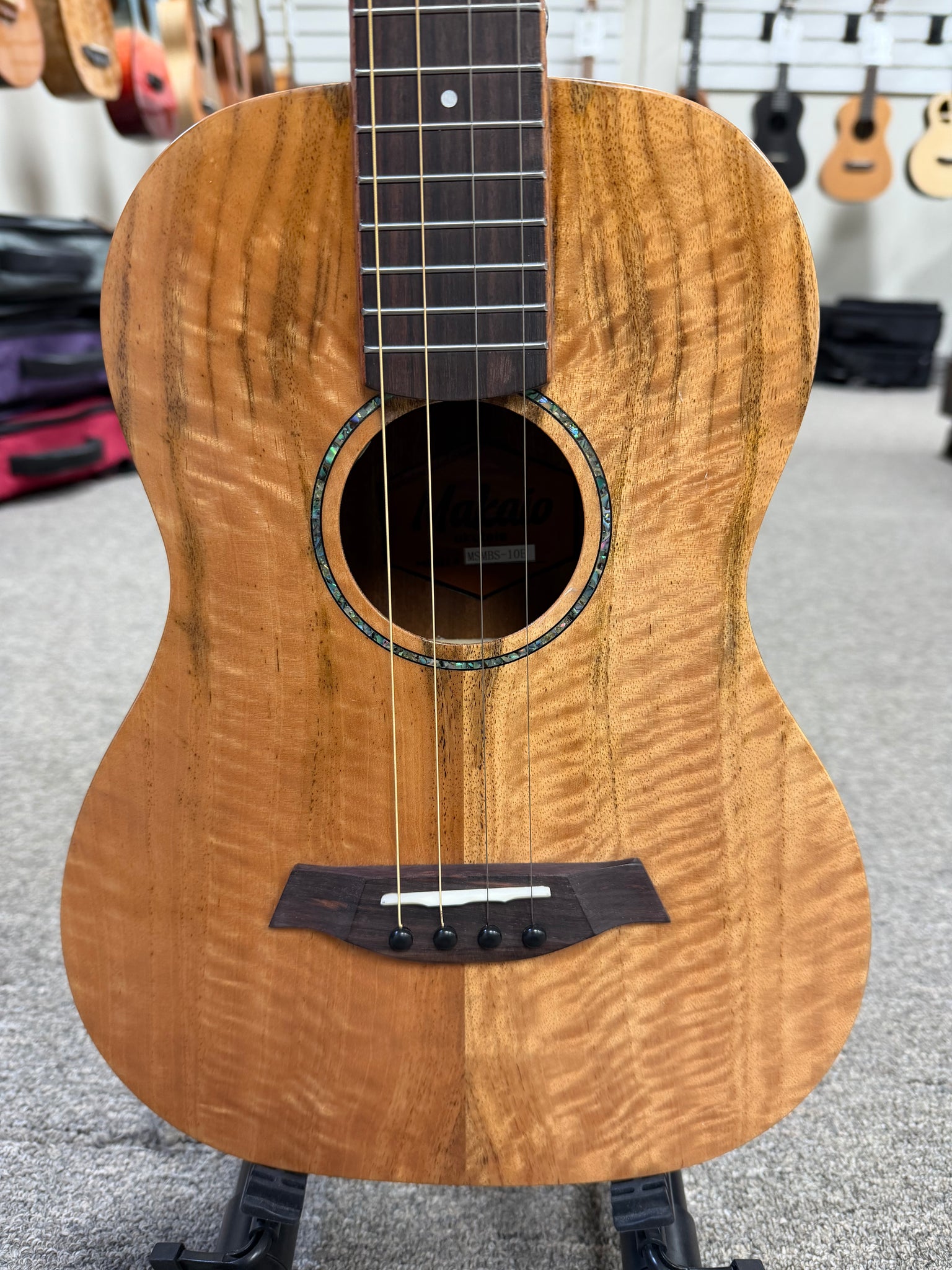 Makaio MSMBS-10E Steel String Spalted Mango Electric Baritone Ukulele w/Case