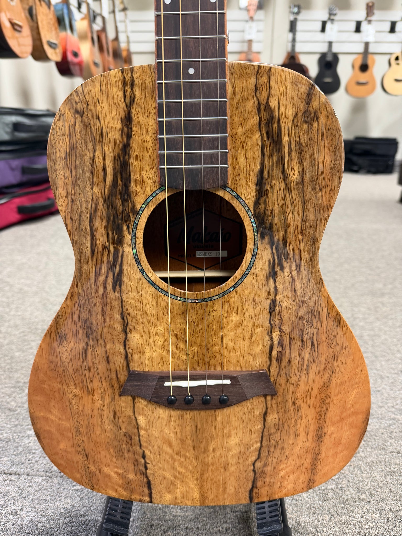 Makaio MSMBXS-10 Large Body Steel String Spalted Mango Baritone Ukulele w/Case