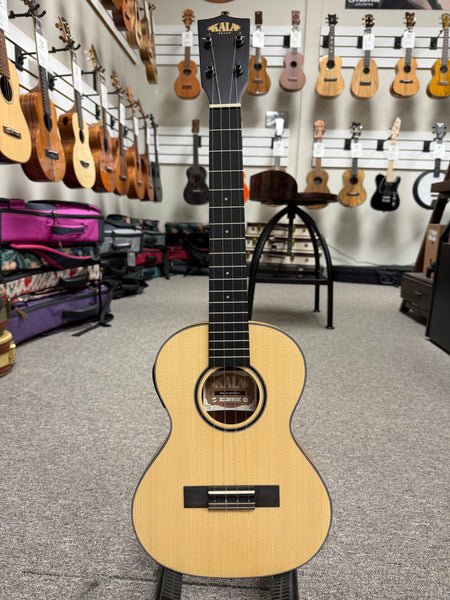 KALA KA-SSKTU-T Solid Spruce/Koa Travel Tenor Electric Ukulele w/Case - Thin Body Uke